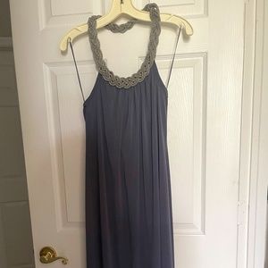 Gray maxi dress with beaded neck